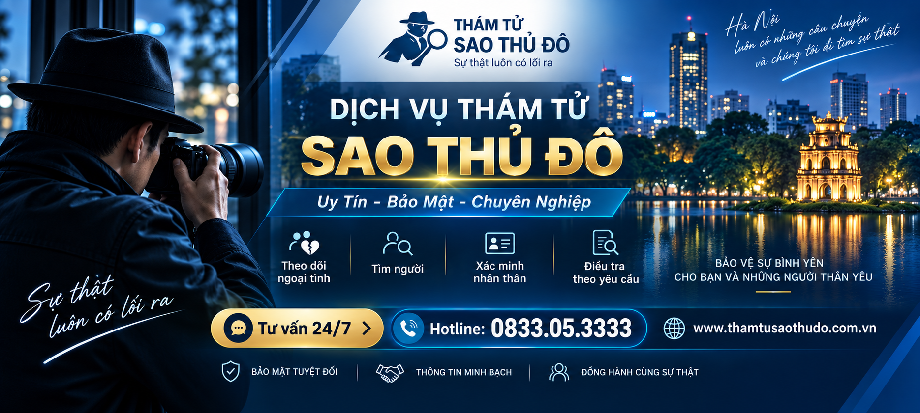Dịch vụ Thám Tử Sao Thủ Đô uy tín, bảo mật, chuyên nghiệp tại Hà Nội